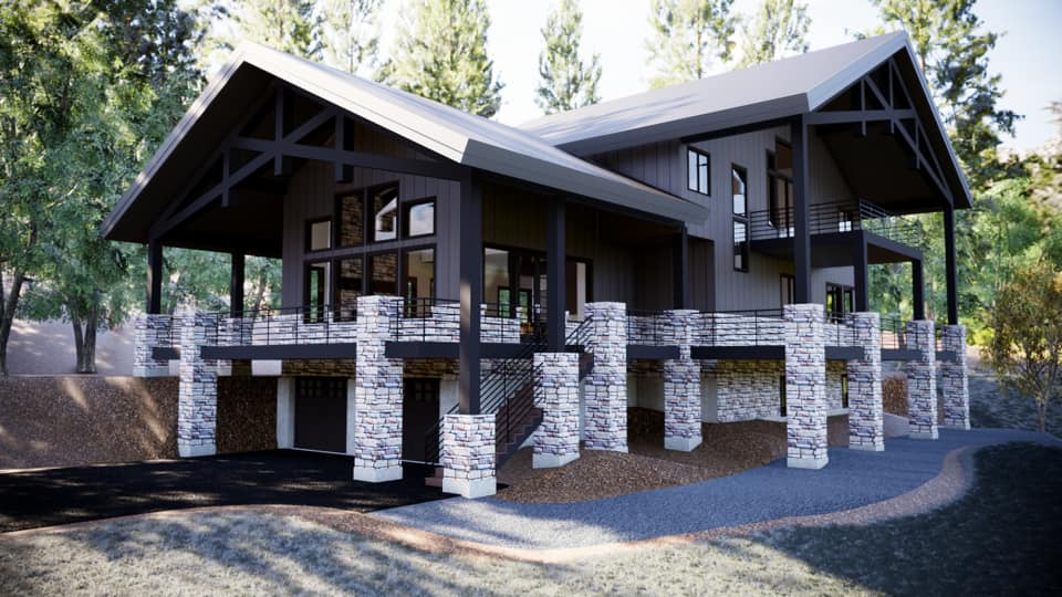 Modern custom home with dark exterior and dual garage, in Utah County by 10X Builders