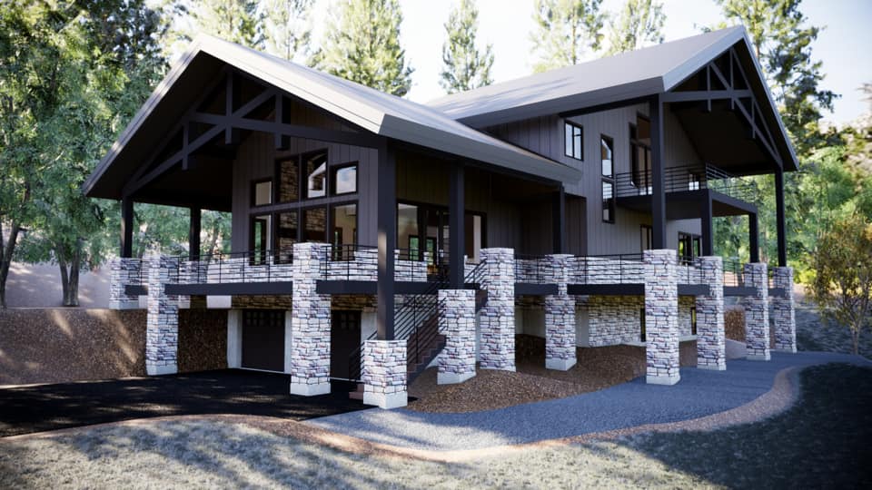 brown house exterior on high stilts by 10x builders in orem utah