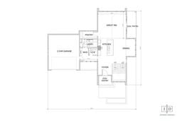 Svendborg floorplan main room blueprints with great room, kitchen, dining, and foyer by 10x builders in utah