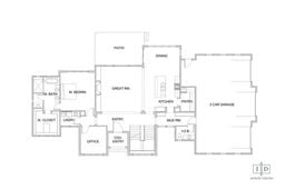 Valencia main level blueprint with large garage and great room with open kitchen by 10x builders in utah county