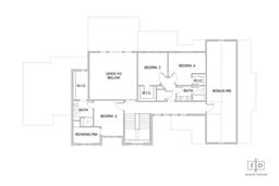 Valencia upper level blueprint drawing with space for a bonus room and 4 bedrooms by 10x builders in utah county