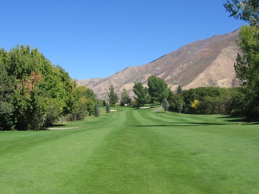 green grass with mountain background at spanish oaks golf course - photo by Flickr