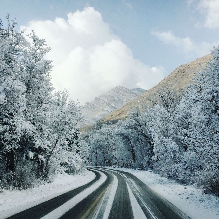 winter road going through millcreek canyon utah - photo by pinterest