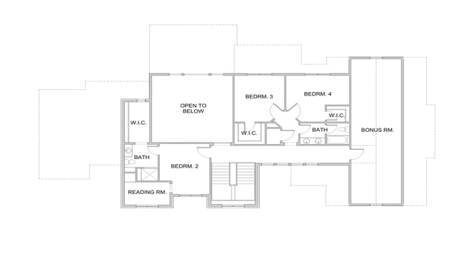 Floorplan of Valencia upper level. Utah custom home floor plan by 10X Builders