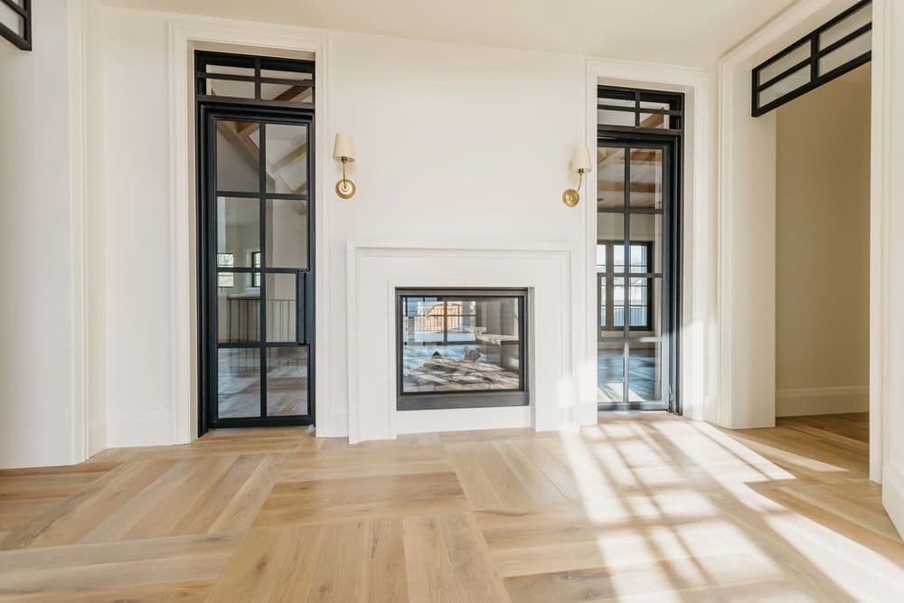 dual sided fireplace by 10x builders in utah county